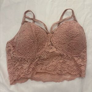 Lace Longline Bralette in Dusty Rose - Women Intimates bozzolo large